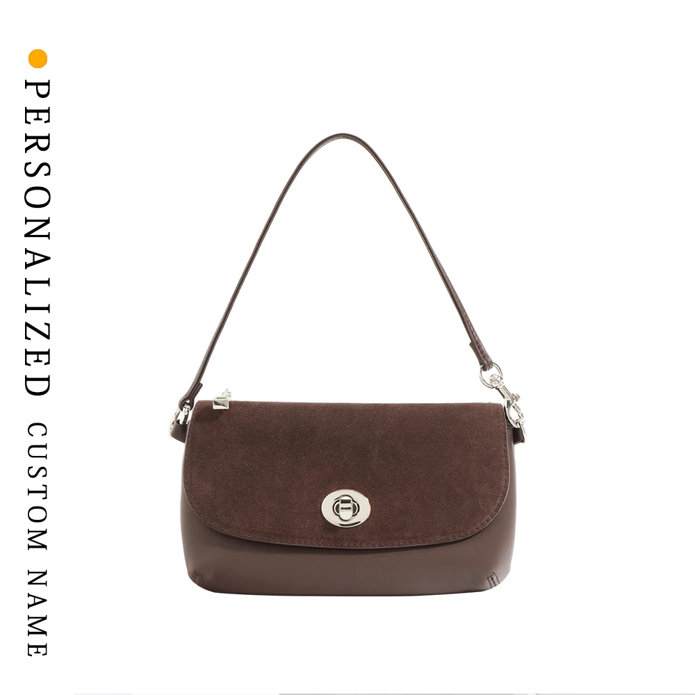 

New genuine leather handbag matte high-end small square bag shoulder bag crossbody women's bag chain bag free gold hot stamping