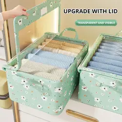 1pc New Broken Flower Oxford Fabric Folding Clothing Storage Box Foldable Toys Organizer With Lid Storage Basket Finishing Box