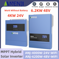 4KW 6.2KW Solar Hybrid Inverter 24V 48V Pure Sine Wave On Grid Off Grid MPPT 100A/120A Solar Charge Controller For Solar System