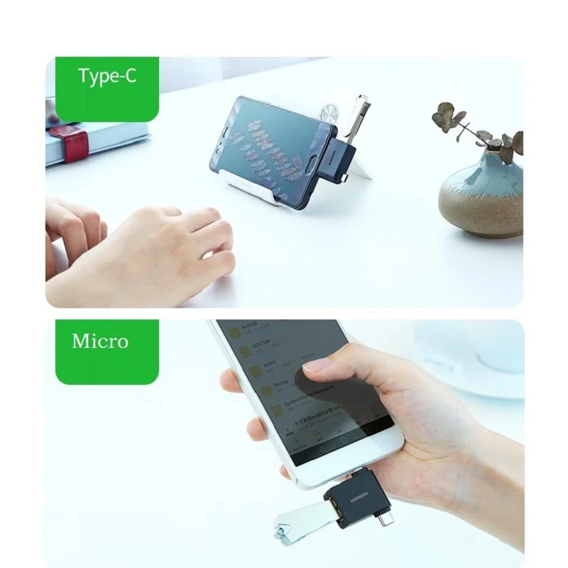 UGreen USB para OTG Adaptador Micro Android Celular Cabo de dados universal conectado U Disk Type-C Conector