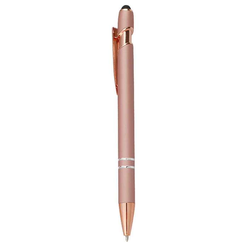 A41Z-12PCS Rose Gold Ballpoint Pen With Stylus Tip, 1.0 Mm Black Ink Smooth Writing Pens, Metal Stylus Pens For Touch Screens