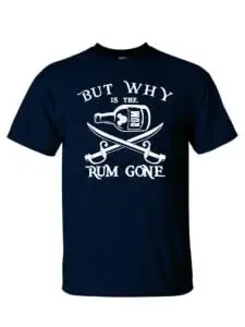 But Why Is The Rum Gone Parks T-Shirt (Adult Large, Dark Heather Grey)