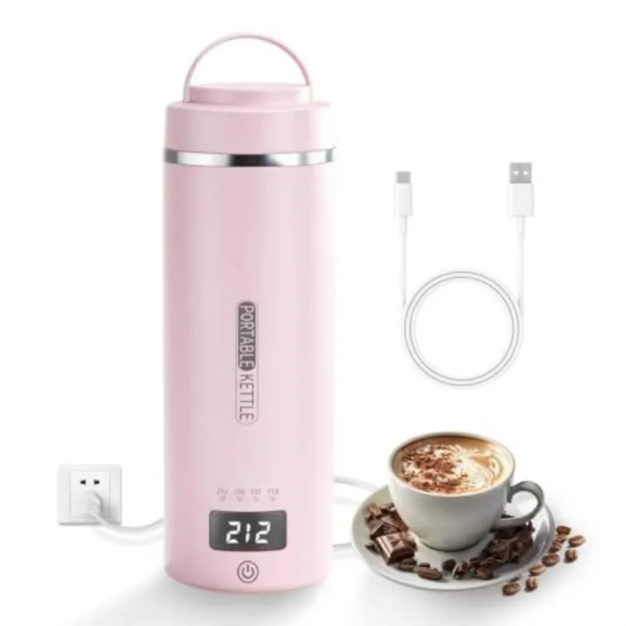 

Portable Travel Electric Kettle with Plug-in Boiling and Keeps Warm via USB 4 Temperature Settings 304 Stainless Steel with Aut