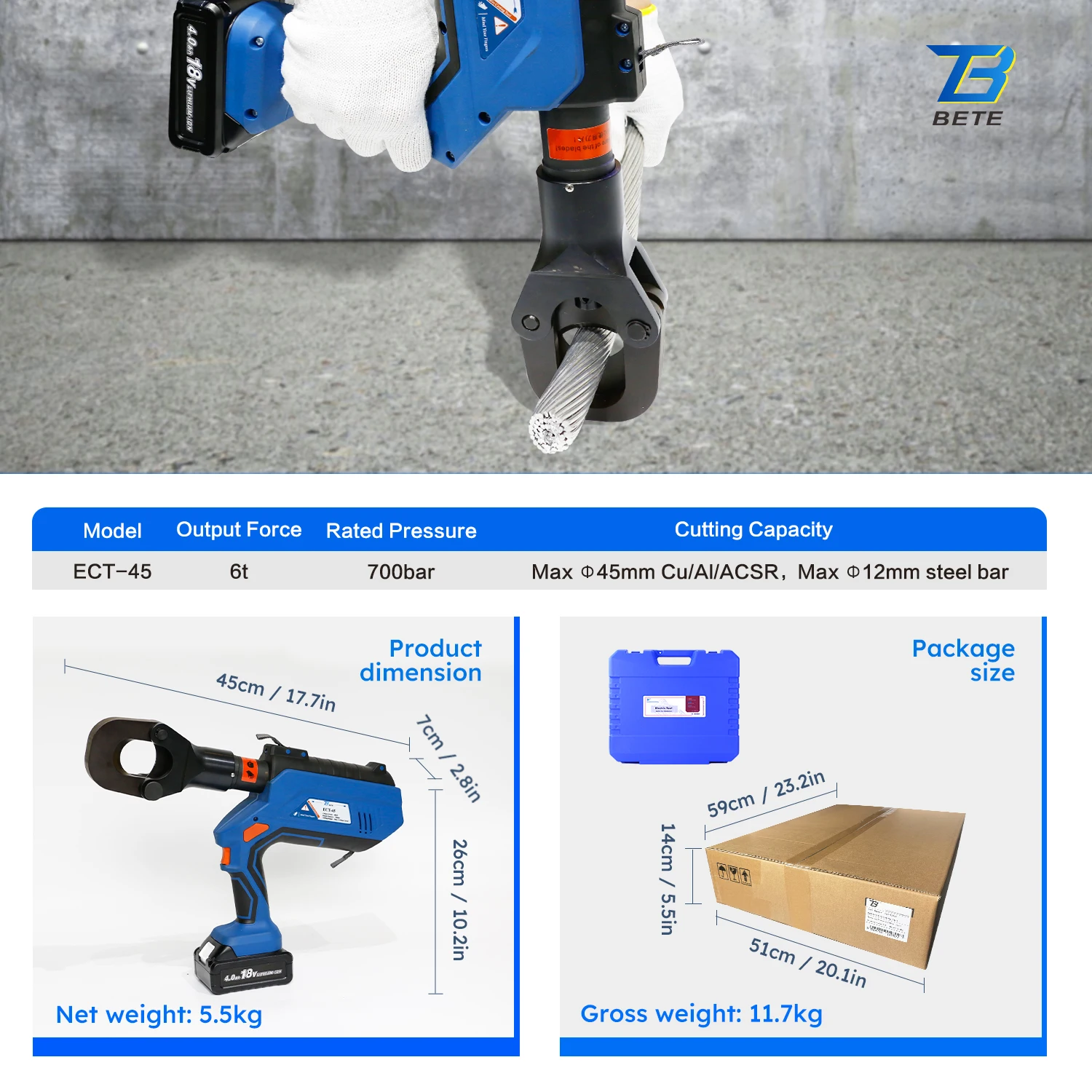 

Hot SalesECT-45 Intelligent LCD 6T Portable Battery Powered Electrical Hydraulic Cutting Tool