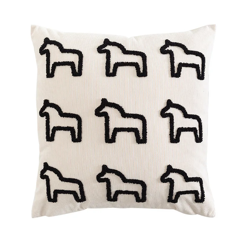 Pillow Case Horse Soft Fabric Terry 45*45 Bohemian Style Cushion Cover Fashion Bedroom Sofa Cute Children Room Home Decor NEW