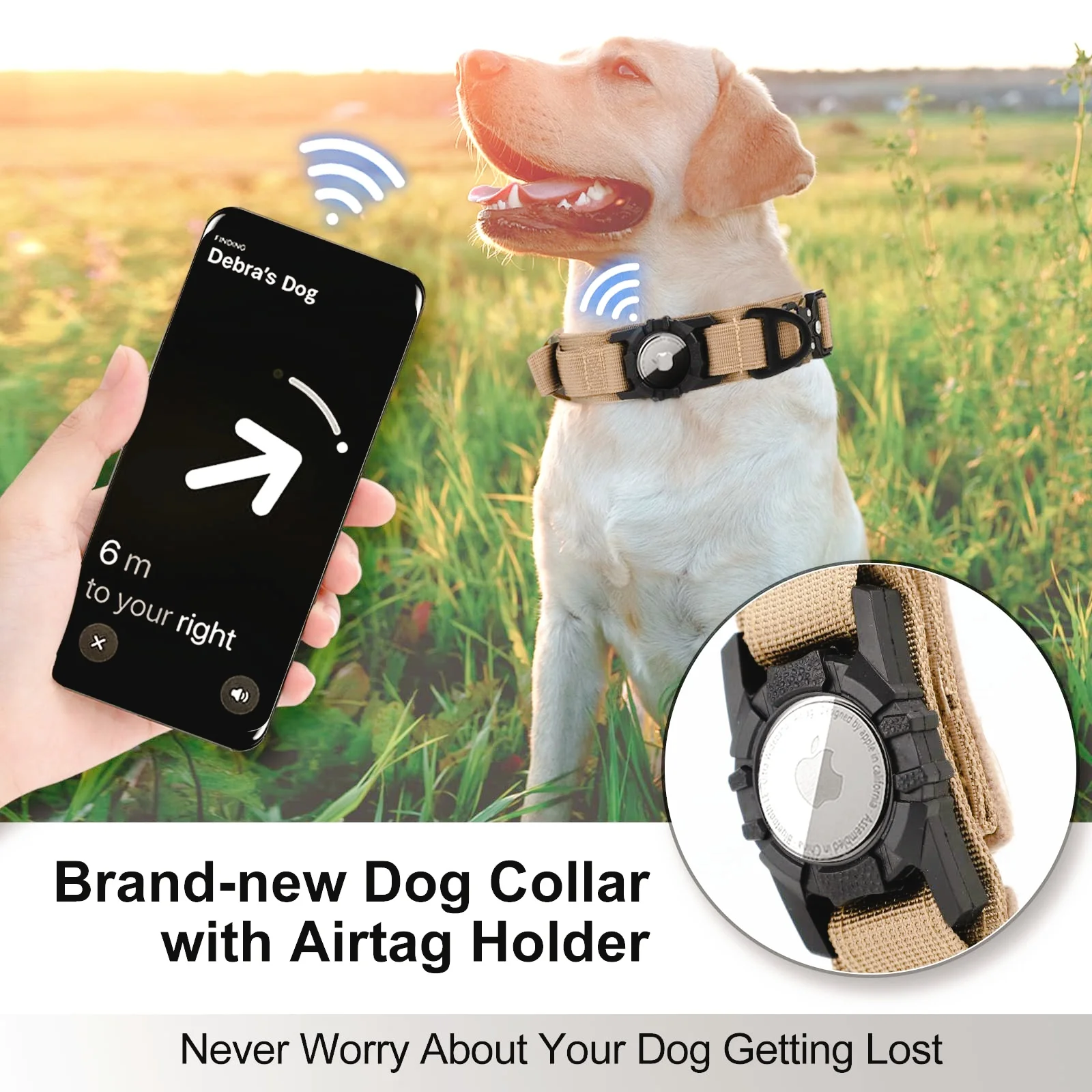 Einstellbare Nylon AirTag Halter Hundehalsband Metall Schnalle Haustier Taktische Halsband Hund Zubehör Anti Letzte und Haustier Hunde Tracing Sicher – Detail 18