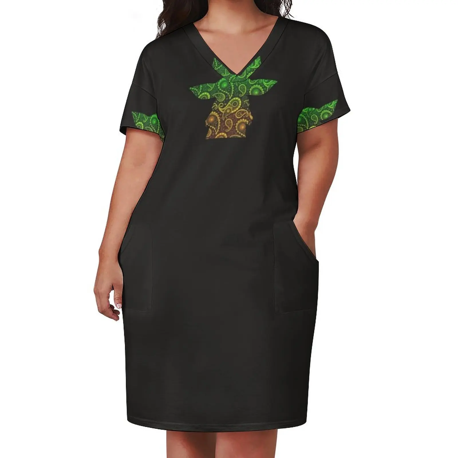 Teardrop Mandala Silhouette - Alien Forest - Dark Background Loose Pocket Dress dresses for official occasions