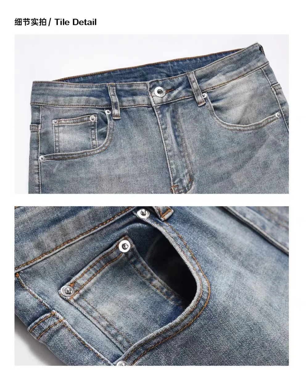 Neue Herren-Jeans Vintage Casual Schlaghosen Bootcut Baggy Jeans Frühling Herbst Mode Streetwear Denim-Hosen Qualitäts-Herrenbekleidung – Detail 7