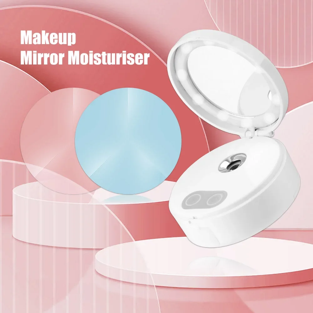 Mirror with Light Facial Steamer Portable Mini Face Steamer Nano Spray Electronic Evaporator Spa Facial Vaporizer Power Bank USB