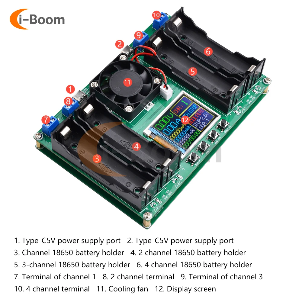 18650 Lithium Battery Internal Resistance Tester Instrument Automatic Charging and discharging Module Type-C Interface