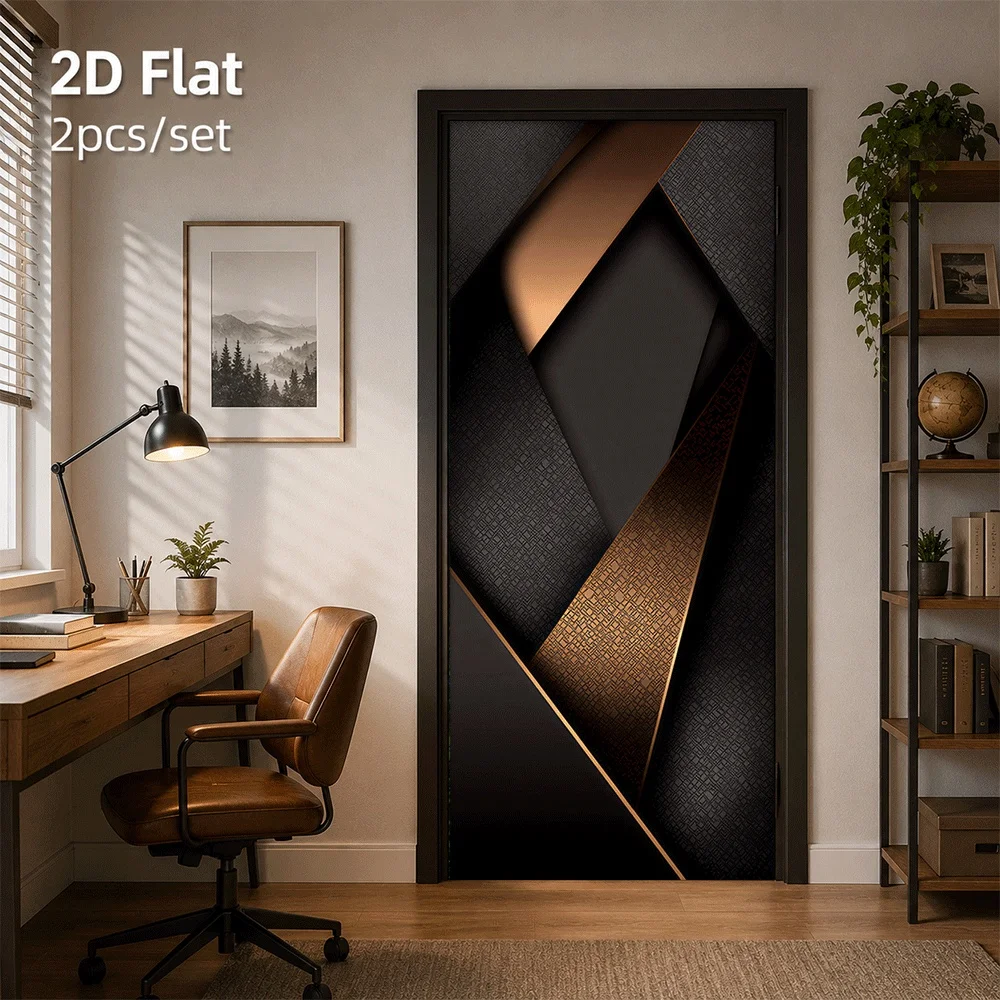 1 piece of high-end metal texture door sticker self-adhesive waterproof, removable, residue free 2D flat surface