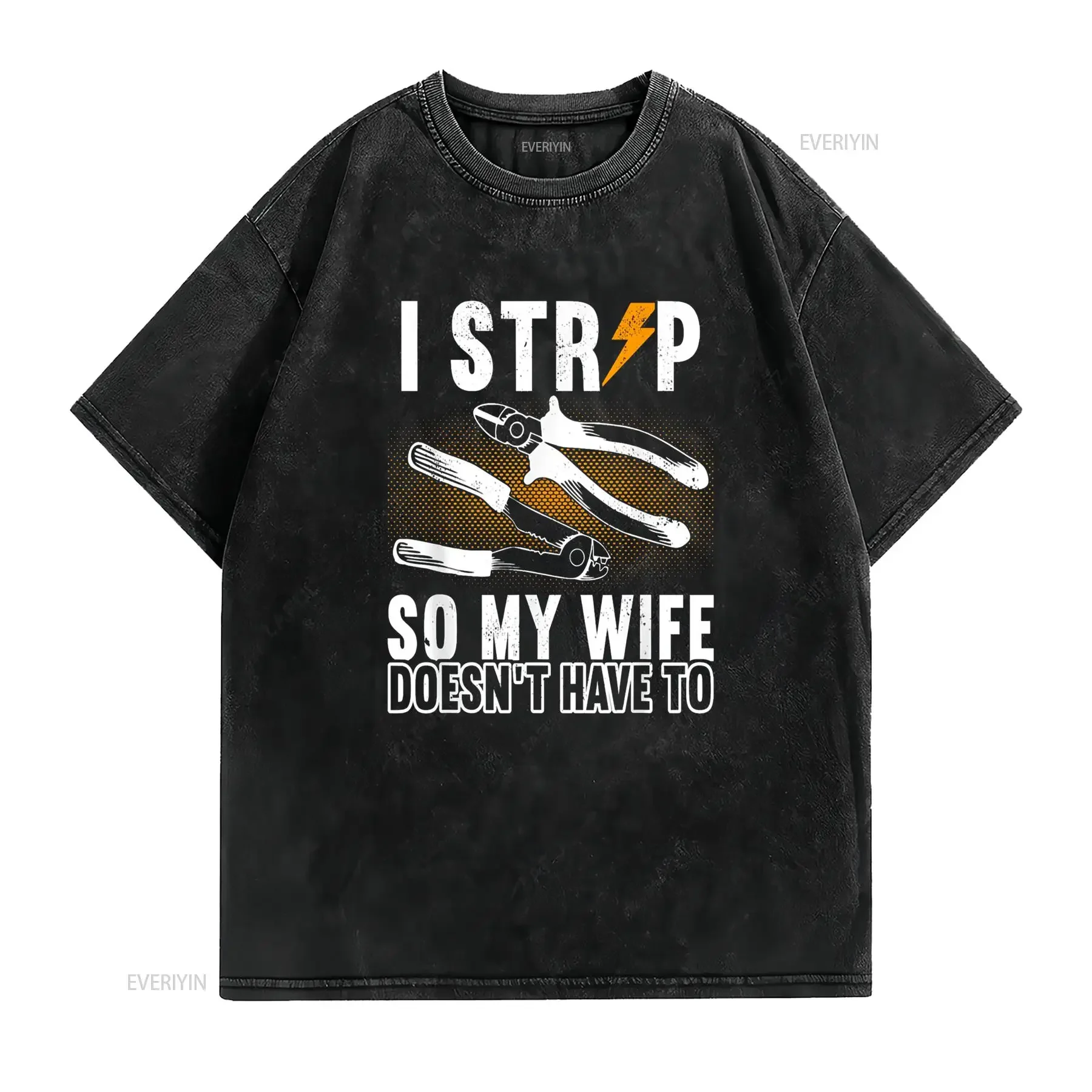 Electrician Outfit Electrical Technicain Tools T Shirt vintage Washed designer clothes Stylish Versatile homme streetwear Soft