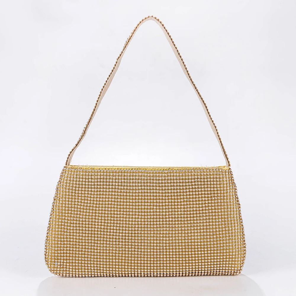 Fashionable Handbag Diamond-Encrusted  Shoulder Bag Trapezoidal Bag Elegant Party Bag Banquet Bag for Women