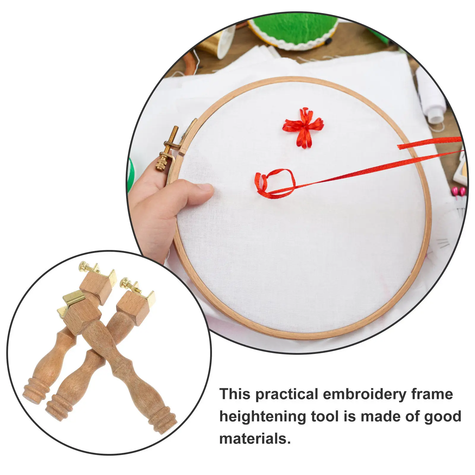Wooden Cross Stitch Frame Riser Embroidery Stand Leg Support Smooth Burr Free Hand Fatigue Relief