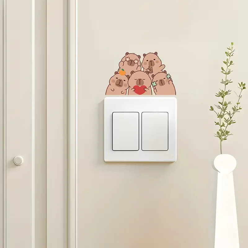 1 Quirky Cartoon Capybara Light Switch Sticker – Easy-to-Apply Wall Decal, Self-Adhesive Home Decor, Cute Print, Living Room Dec