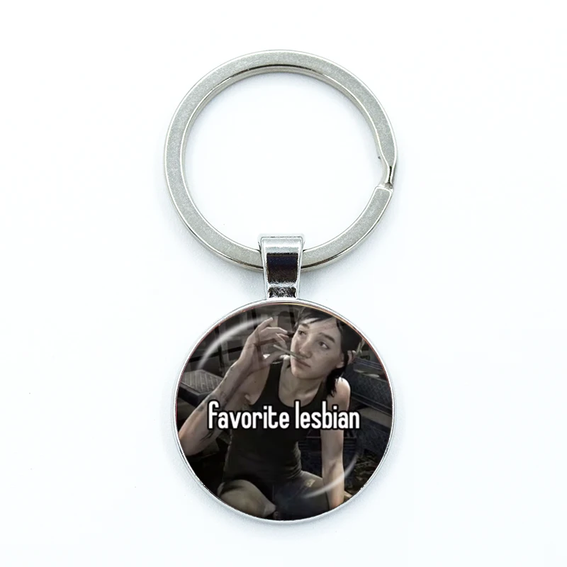 Pop Game The Last of us Ellie Williams Kawaii Funny Meme Glass Pendant Keychain Jewelry Charm Bag Souvenir Key Ring