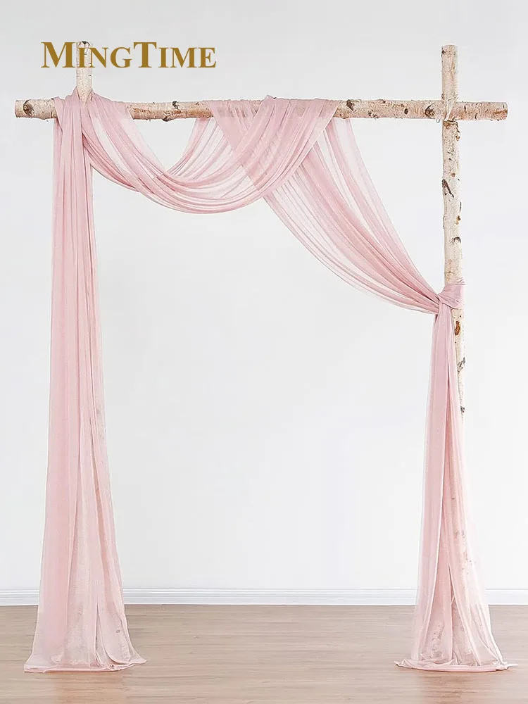 6/10 Meters Chiffon Fabric Drapes Blush Pink Dusty Rose Sheer Fabric Curtains for Wedding Arch Decorations Party Stage Shower