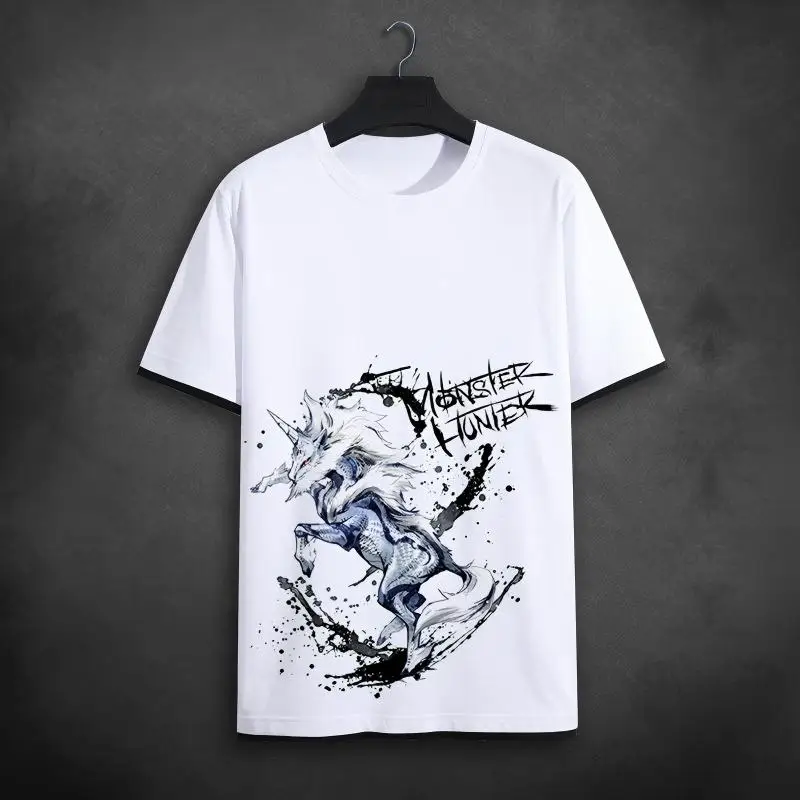 Monster Hunter World Odogaron Grafik-T-Shirt, Bloodhound Wyvern Kunstdruck, weißes Baumwoll-T-Shirt für Gamer und Anime-Fans – Detail 18
