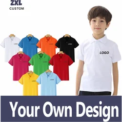 Summer high quality kids Lapel polo shirt Custom Logo Printed Text Picture Brand Embroidery Personal Design 2023