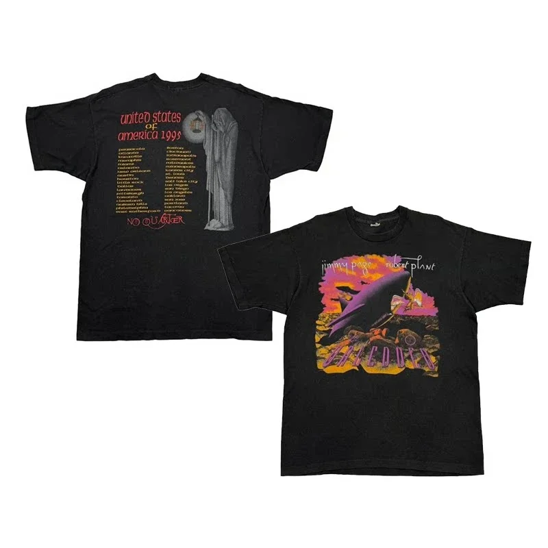 Best LED ZEPPELIN Multi-color White Light Winter Retro Pattern Printed American Cotton Short-Sleeved T-Shirt for Men