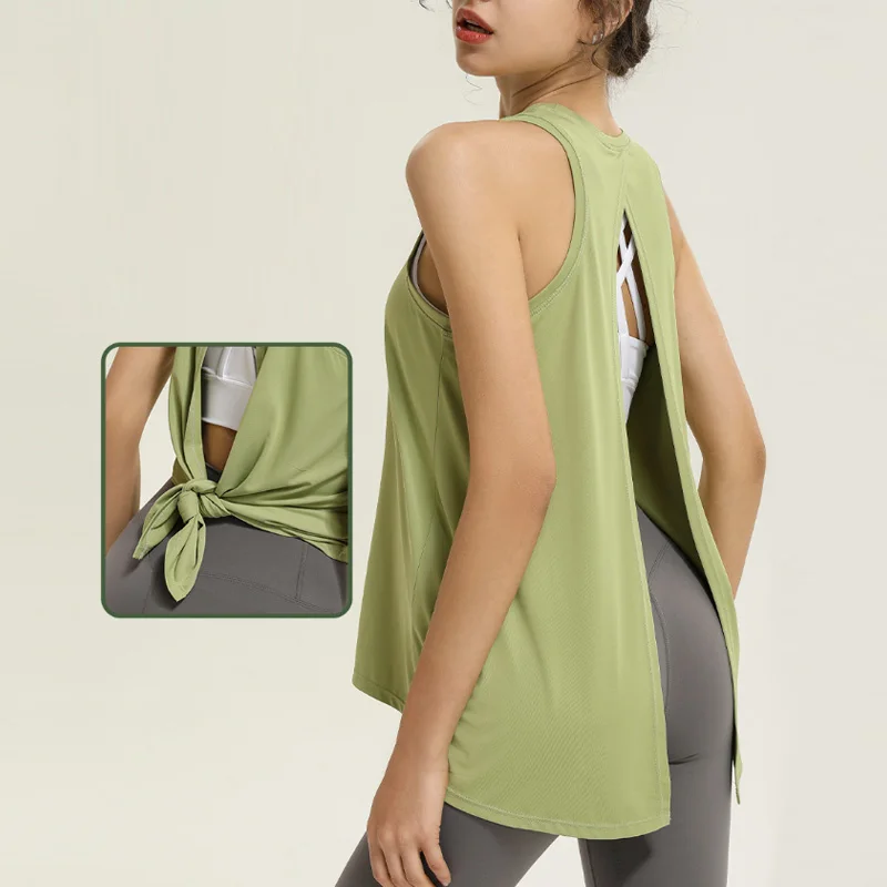 

PofyBofy Tie Back Yoga Tank Workout Tanks Tie Back Sleeveless Shirts Yoga Athletic Open Back Sport Gym Tops Backless Yoga Shirts