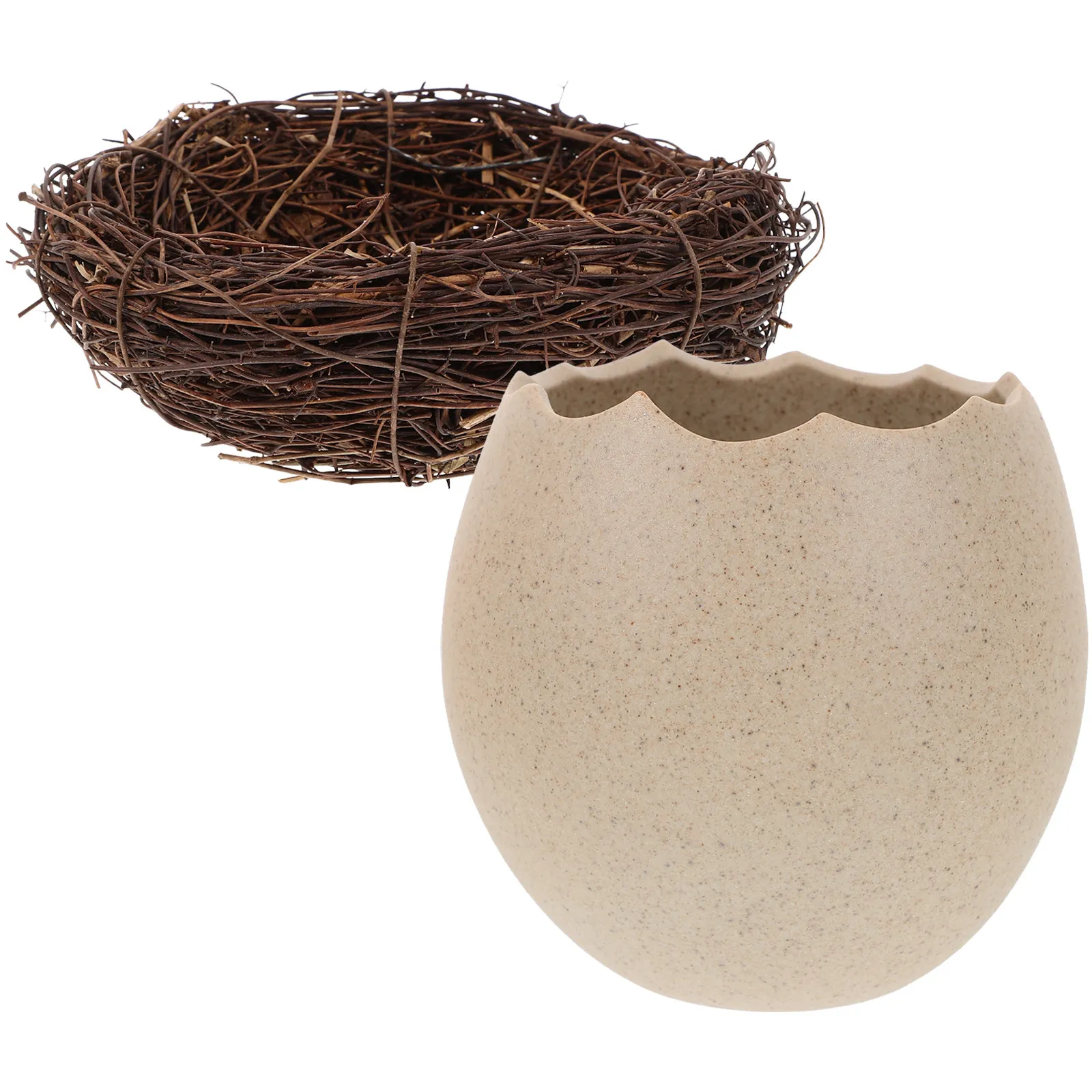 1Set Ceramic Bird Nest Bowl Eggshell Texture Food Display Dish Serving Tray for Dessert Fruit Dried Fruit Candy Easter Table