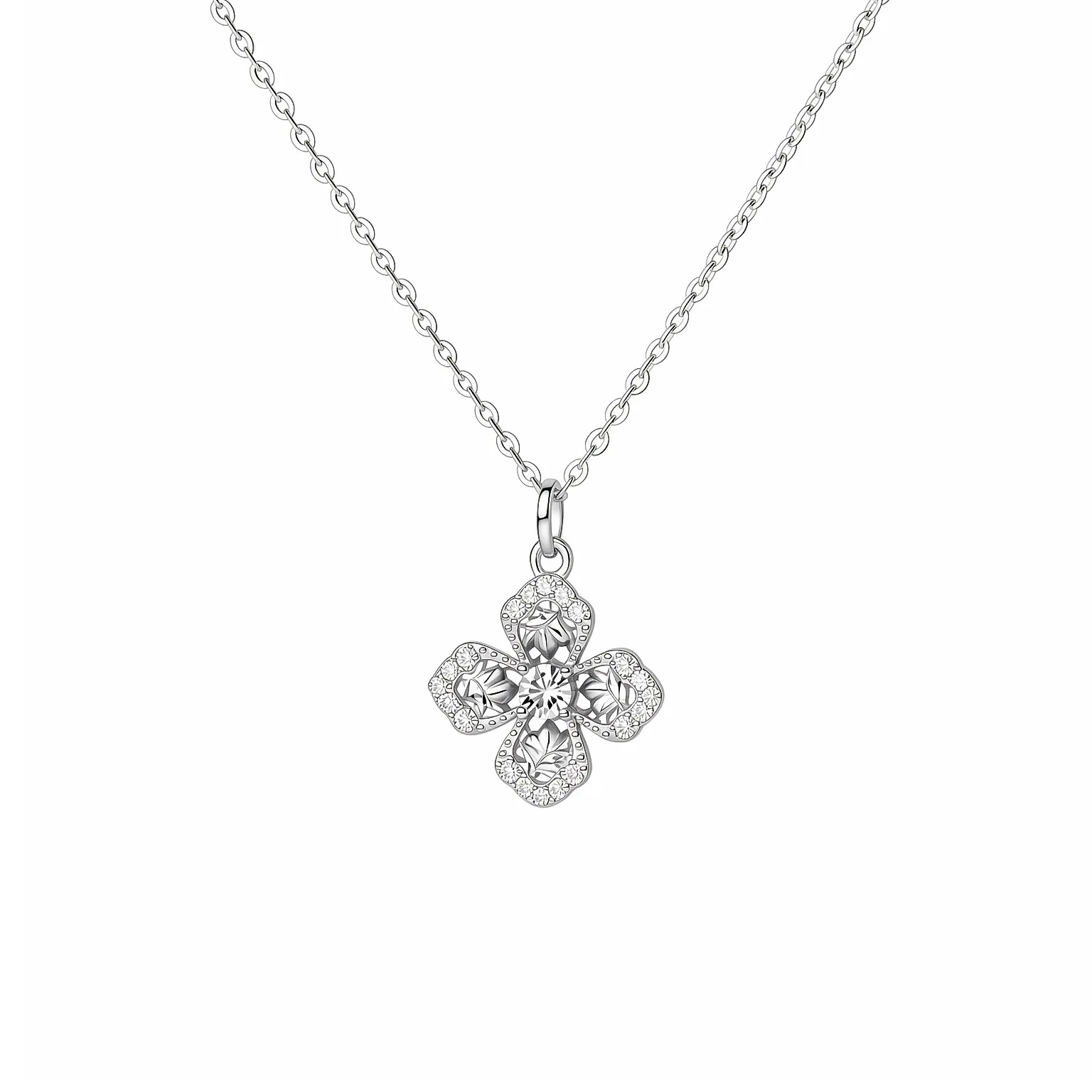 925 silver minimalist style morganite micro-set flower beaded versatile collar chain
