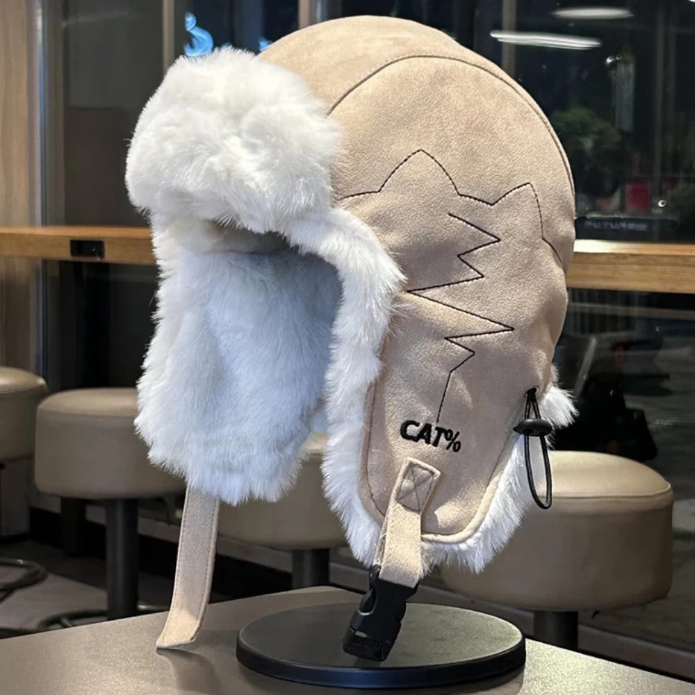HT5017 الروسية قبعة جديدة سميكة قبعات الشتاء الدافئة للرجال النساء الصوف الفراء اصطف منفذها قبعة الذكور الإناث الثلوج تزلج الصياد إيرفلاب قبعة