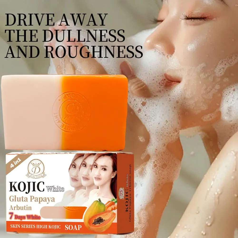 Papaya Handmade Soap Kojic Acid Turmeric Lemon Soap Orange Scent Essential Oil Soap Deep Cleansing Body Bath Soap
