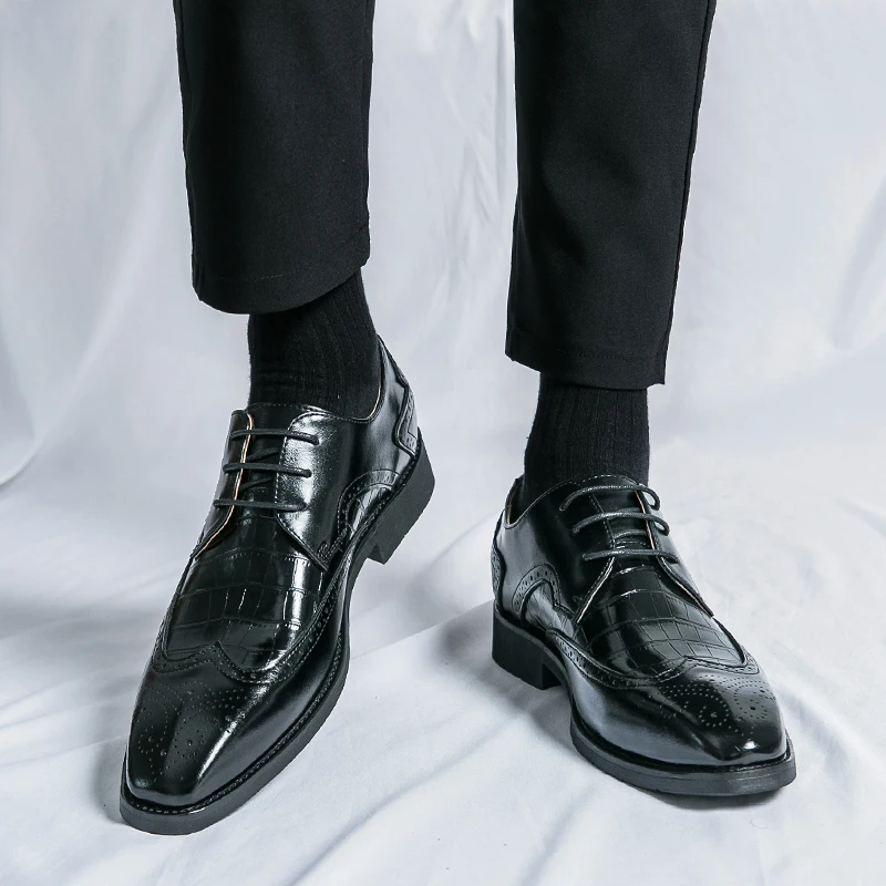 

Мужские туфли Brock British Korean version, высококачественные, для свадьбы, из натуральной кожи, для делового стиля, модные, для официальных мероприятий.