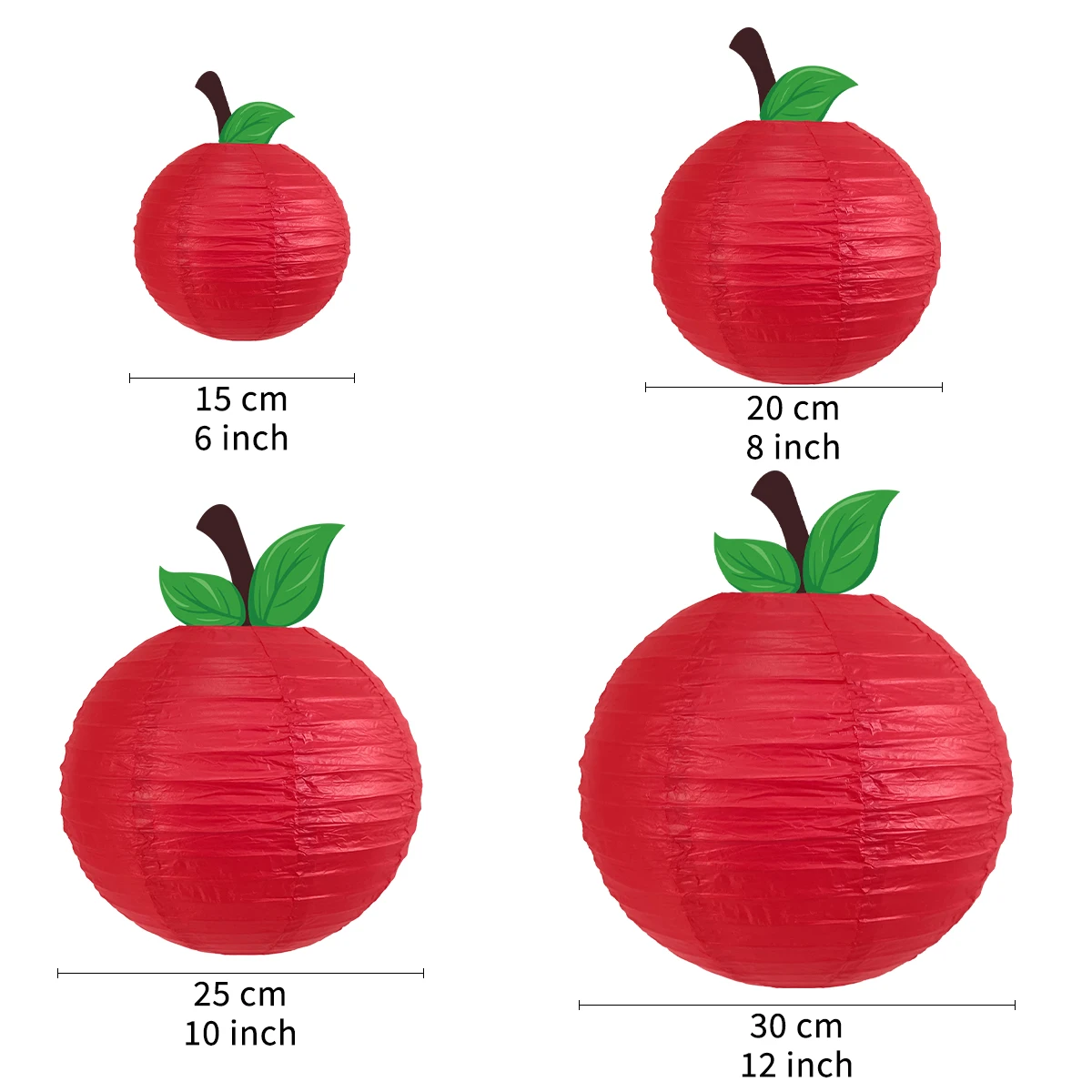 4 Stück/Set 3D rote Apfel-Papierlaternen, Schulanfang-Thema, hängende Ornamente, Hintergrund für Kinder, Schulparty-Dekoration – Detail 1