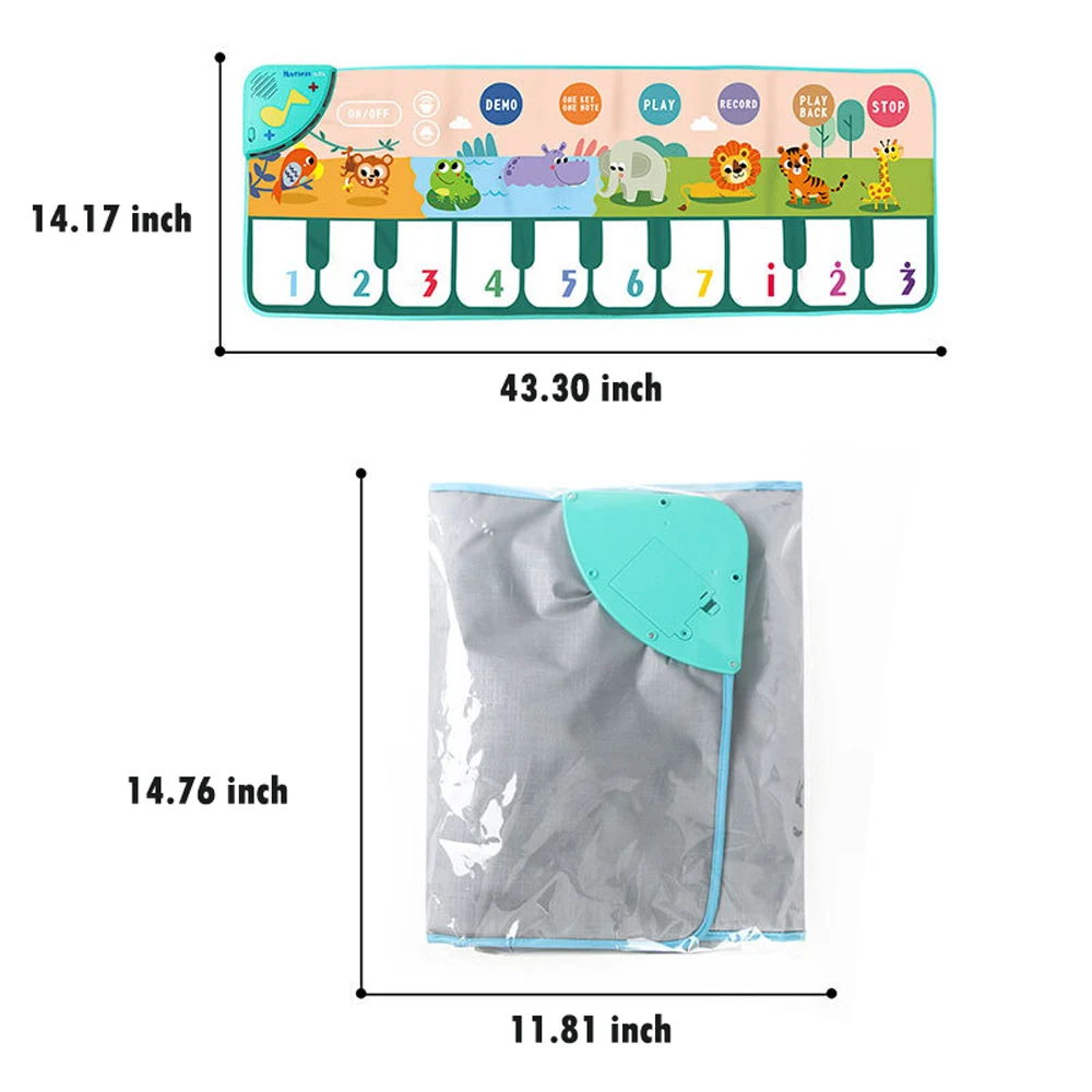 14.17 "x 43.31" الطفل تلعب حصيرة مقاوم للماء النشاط رياضة ألعاب الأطفال 6-12 شهرا الحصير الطفل مع ألعاب البيانو وألعاب التطوير
