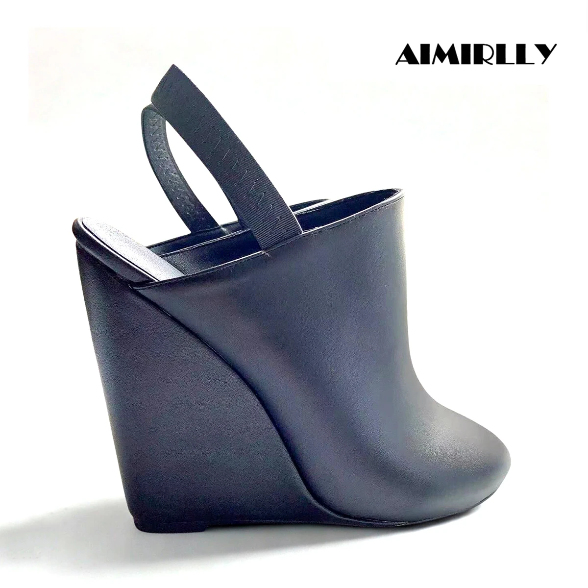 

Women’s Black Wedge Sandals Round Toe Back Strap High Heels Comfortable Summer Party Casual Shoes