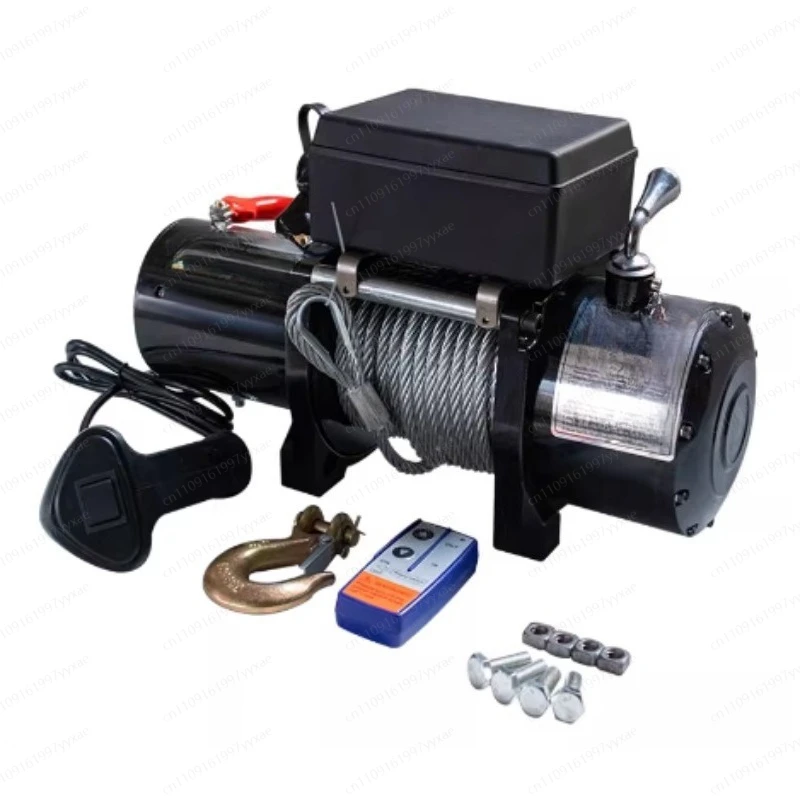 12V Electric Winch 24v Vehicle Crane Electric Hoist Off-road Vehicle Self-rescue Wireless Remote Control Portable Hoist