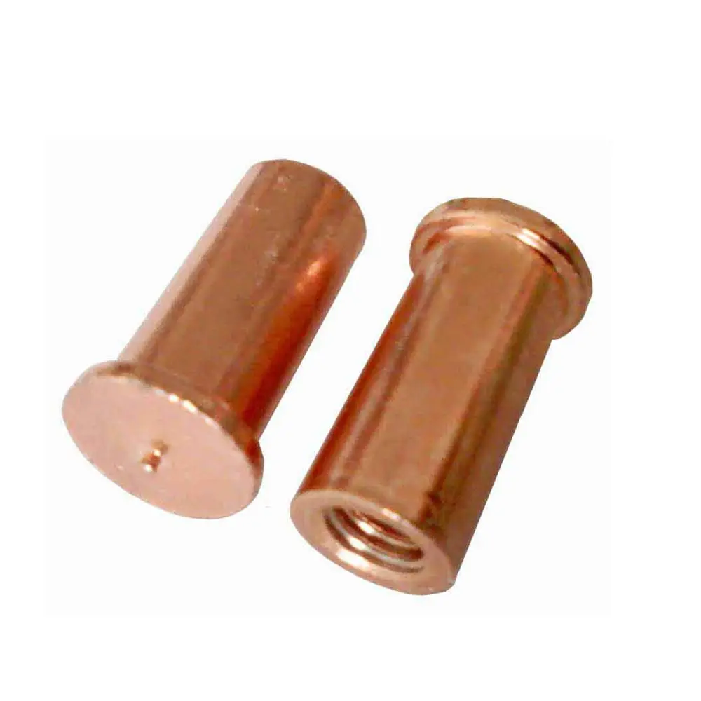 Copper Plated Internal Thread Welding Studs M3 M4 M5, Capacitor Discharge CD Weld Studs, 100Pcs/Lot Hardware Fasteners