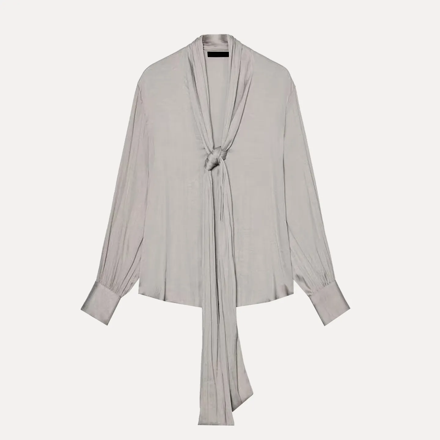 

Women's V-ne irt Knot Decoration Faionable Personali Daily Wear Spring 2026 Z Loose Fit Long Sve