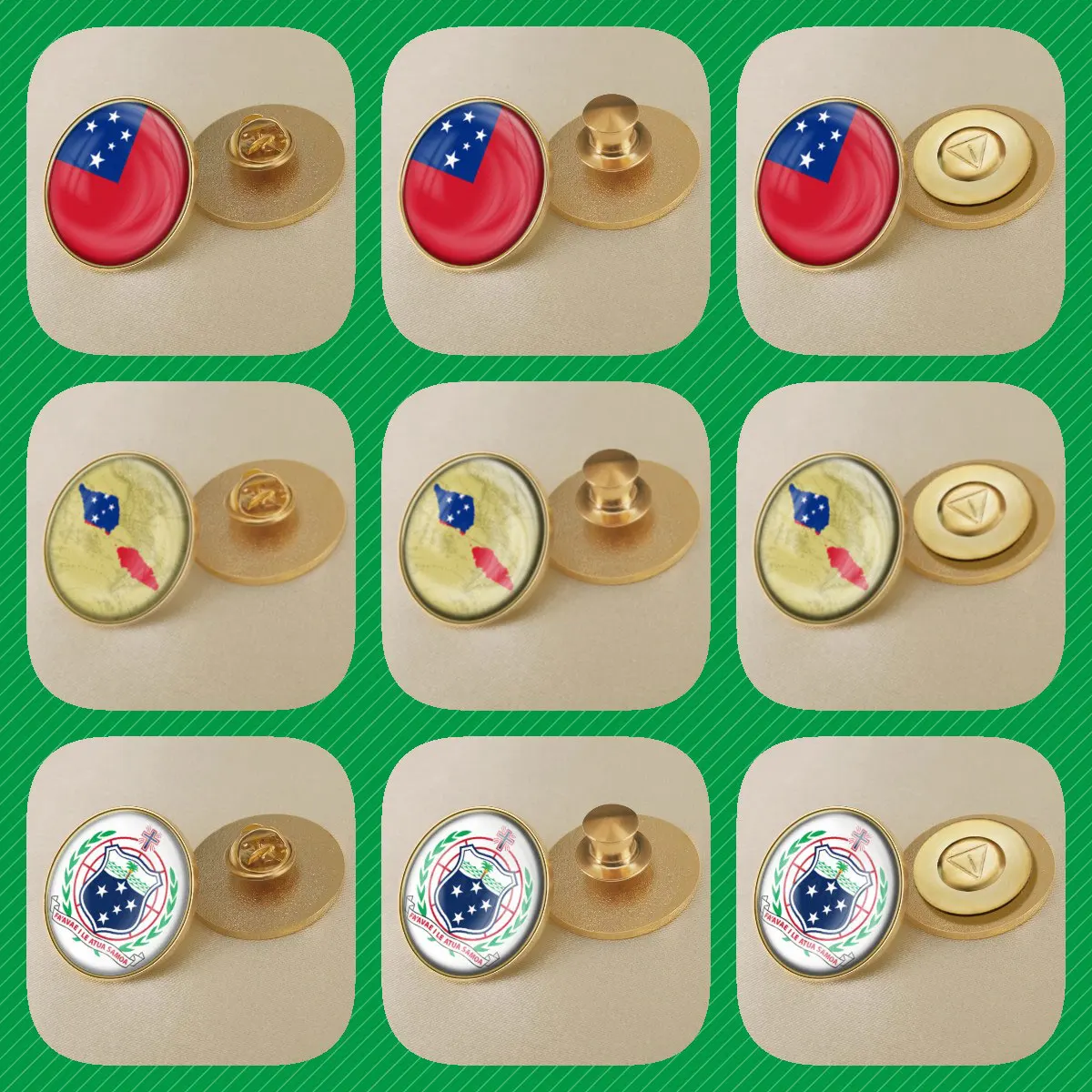 Samoa Samoan Flag National Emblem Brooches Badges Lapel Pins