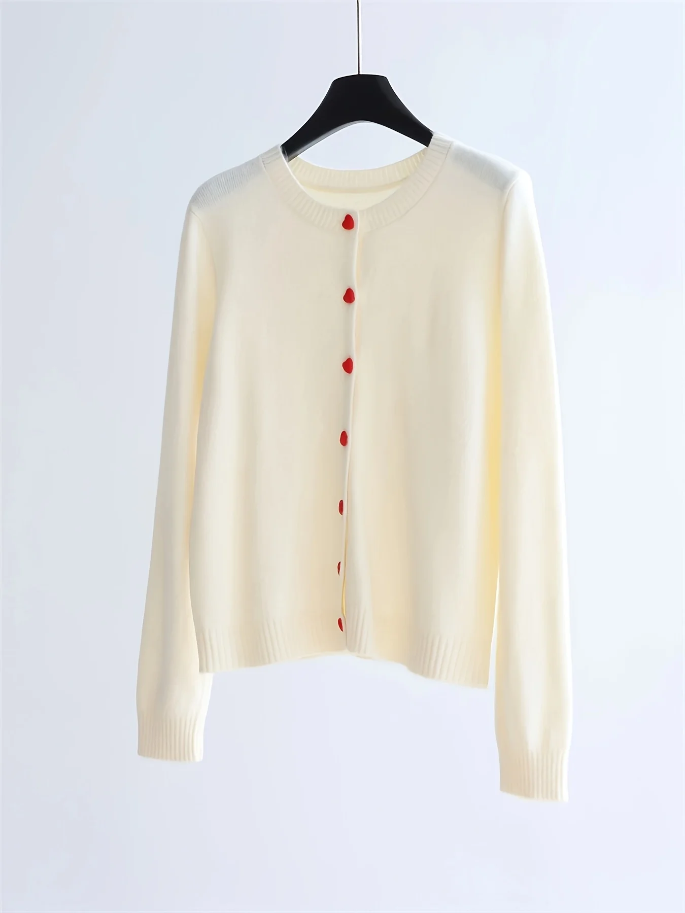 

24 New Autumn and Winter Short Korean Style Heart-Shaped Button Elegant Long-Sleeved Knitted Cardigan Sweater Jacket