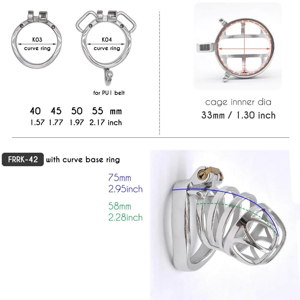 FRRK Male Chastity Penis Cage SG Metal Cock Rings Steel Bondage Devices BDSM Securely Locked Adult Sex Toys for Men CBT Play