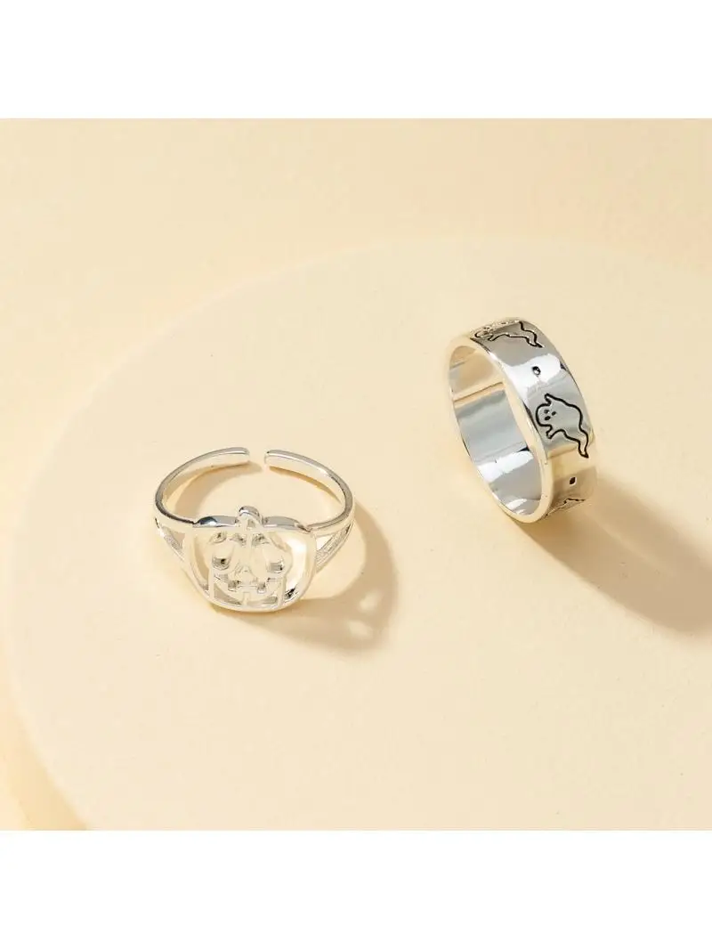 

Exaggerated Halloween Ghost Rings Set Personalized Fashion Accessories Alloy Material Ring Finger Jewelry Trendy Style