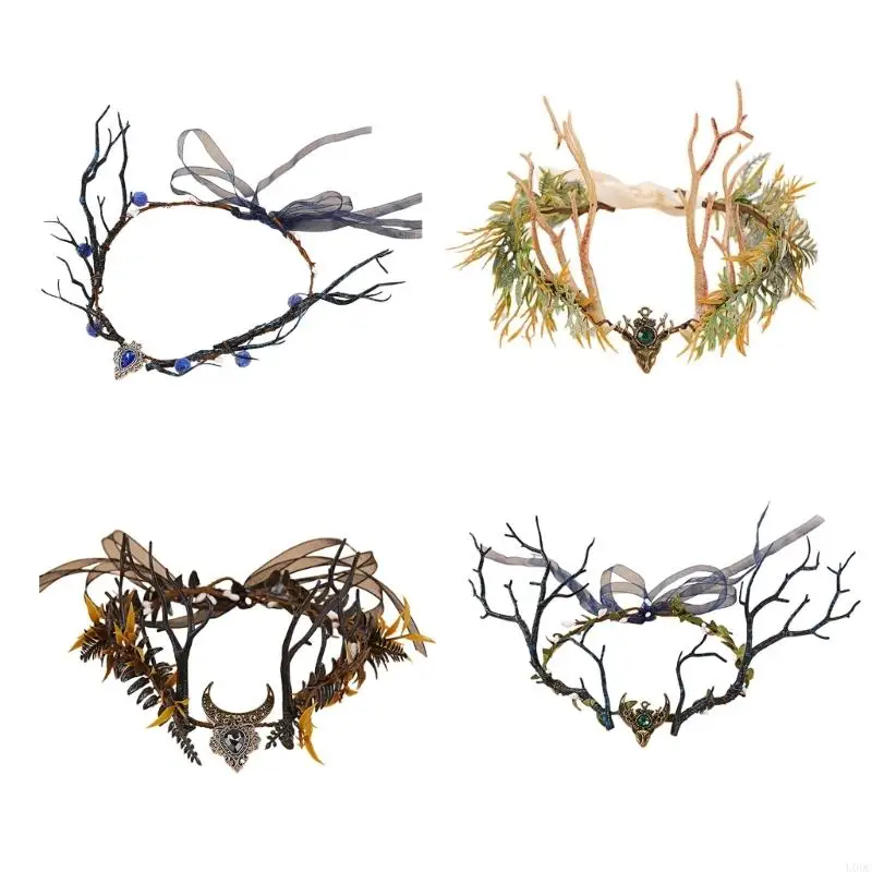 

Forest Theme Plastic Twig Hairhoop Cosplay Accessory Comfortable Wear For Nature Photography Event And Theme Party Wear Y166