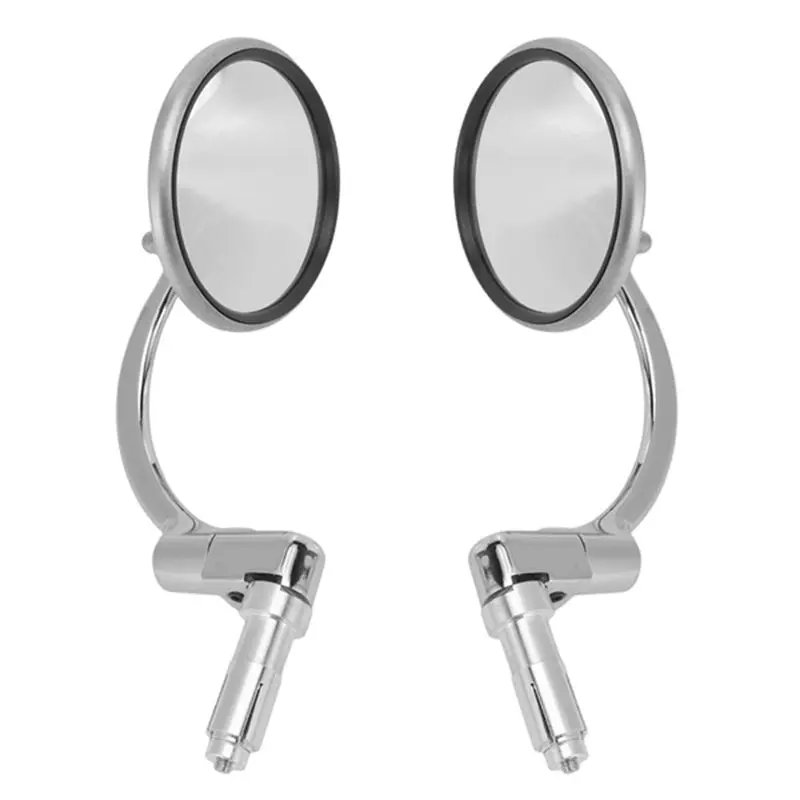 AB56-Chrome Round Side Mirrors Bar End 2 Pcs Universal For Motorcycle Chopper Scooter Cafe Racer Rearview Mirror Accessories