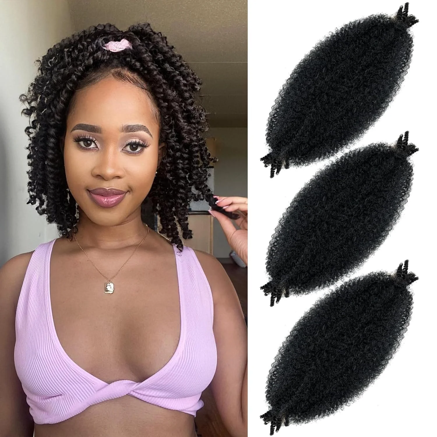 Tresses Synthétiques Marley Afro Kinky pour Femme, Extensions de Cheveux au Crochet, Tresse en Vrac, 16 ", 24"