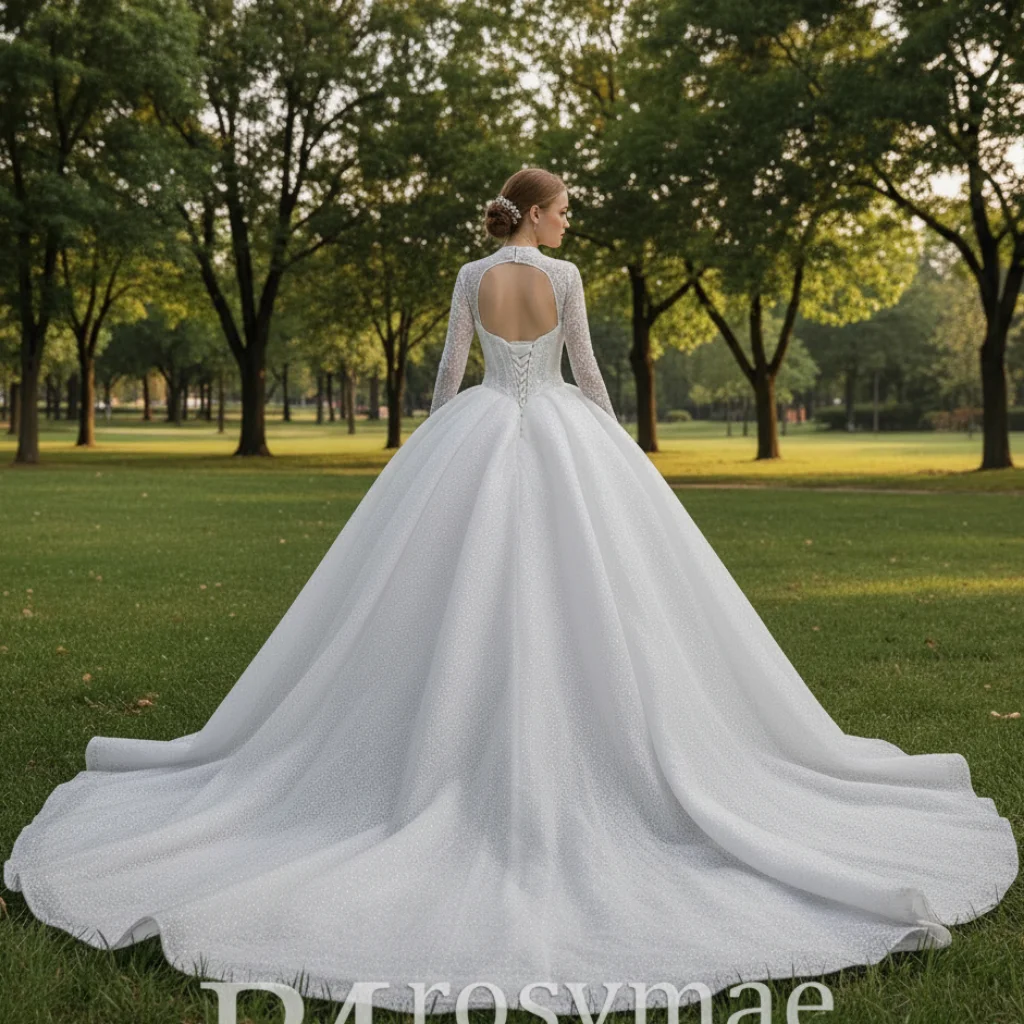Rosymae Unique Queen Ann Ball Gown Sparkly Wedding Dress Multi Keyhole Design amanda novias vestido novia