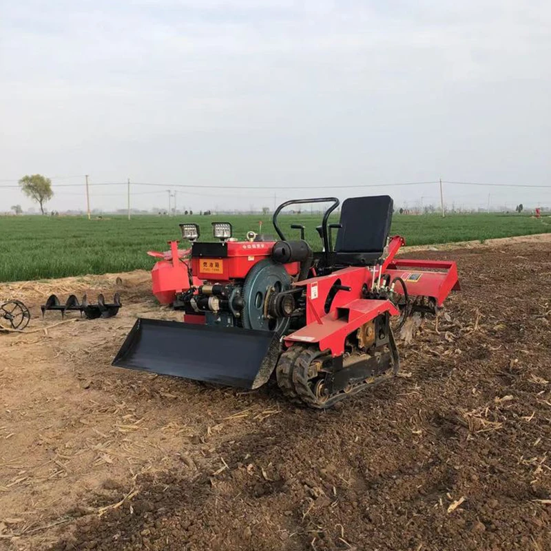 Crawler Rotary Tiller Multi-purpose Tiller for Orchard and Tree Grabbing Bucket for Weeding and Ditching