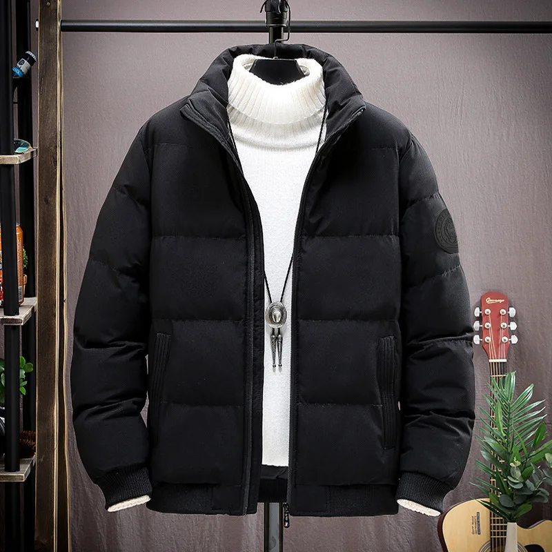 Men\'s Thickened Parkas Stand Collar Winter Jacket Men\'s Parker Coat Winter Warm Thick Zipper Coat Padded Overcoat for Men