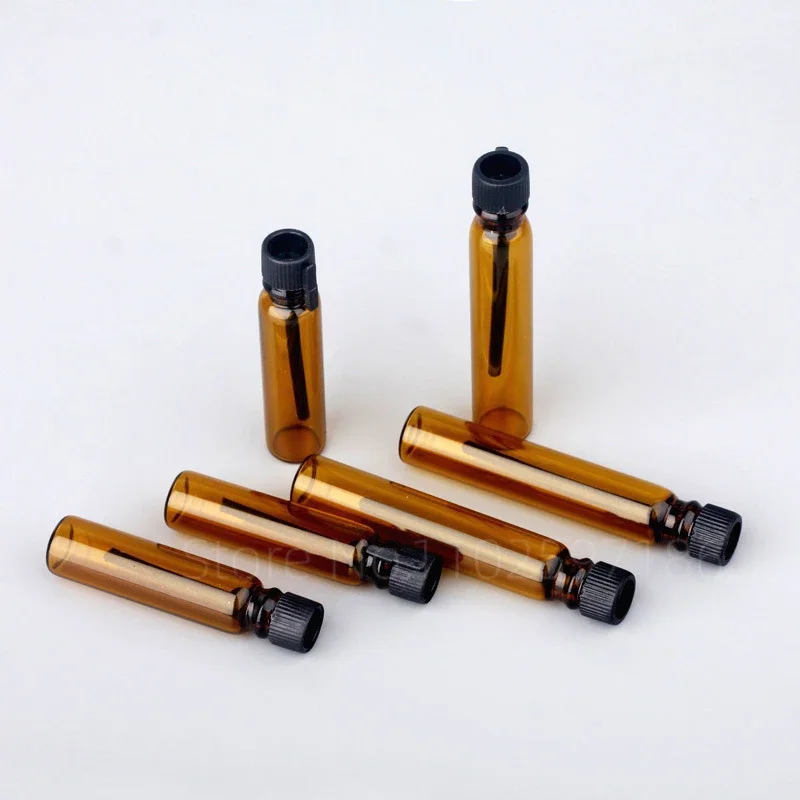 1ml 2ml Glass Dropper Bottle Brown Mini Stick Essential Oil with Inner Stopper Sample Trial Use Clear Perfume Sub Bottles Empty