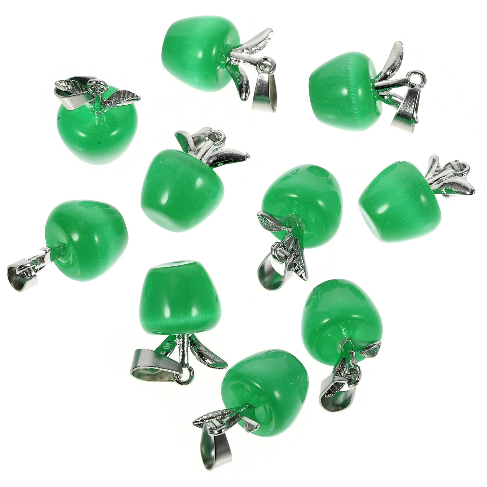 

10Pcs Colorful Cat Eye Stone Apple Pendant DIY Jewelry Charmes For Bracelet Making