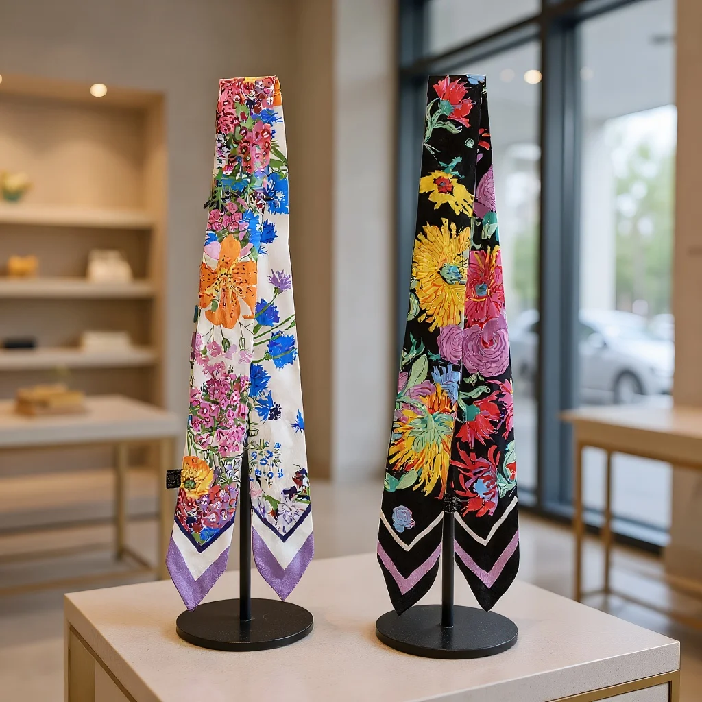 الكورية الجديدة أربعة مواسم ديزي وشاح للنساء هدية الحاضر حك الشريط حقيبة Handle التفاف عقال ربطة العنق بالجملة #1