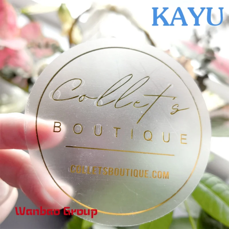 

Custom Customized printing hot stamping gold foil clear vinyl logo label Stickers packaging transparent stickers